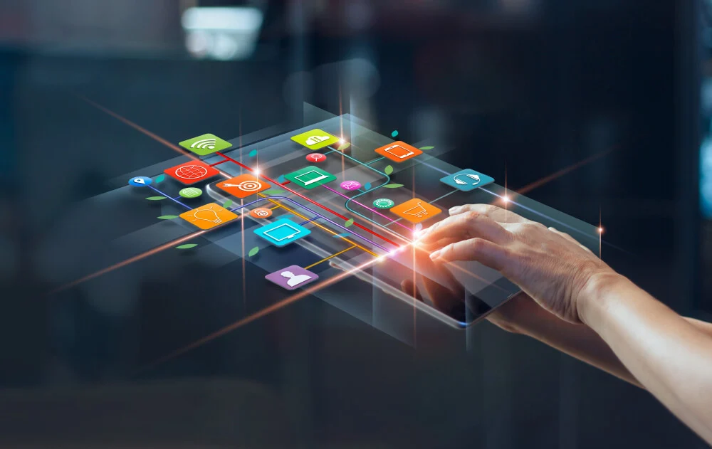 a hand touching a tablet