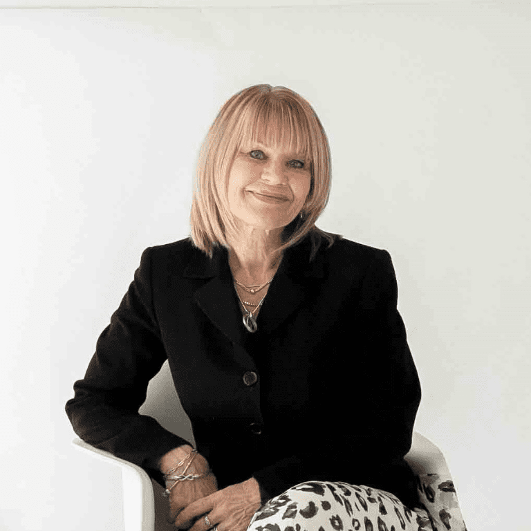 a woman sitting in a chair
