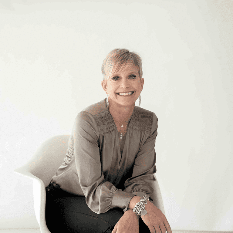 a woman sitting in a chair