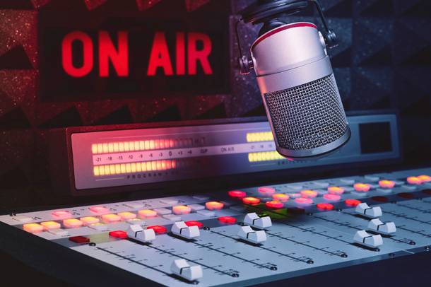 a microphone on a sound board