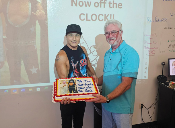 Jay and Doc with the cake